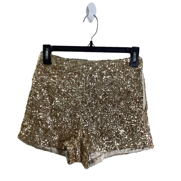 L’ATISTE Sequined Gold High Rise Shorts - Picture 2 of 4